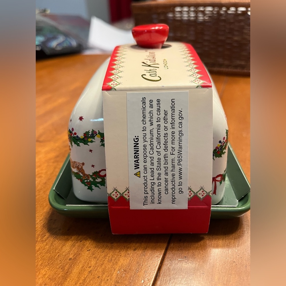 NEW Cath Kidston London Christmas Garland Stoneware Butter Dish w/ Lid - Picture 5 of 6